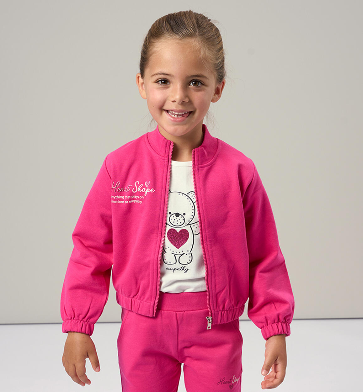 Felpa bambina con zip FUCSIA iDO