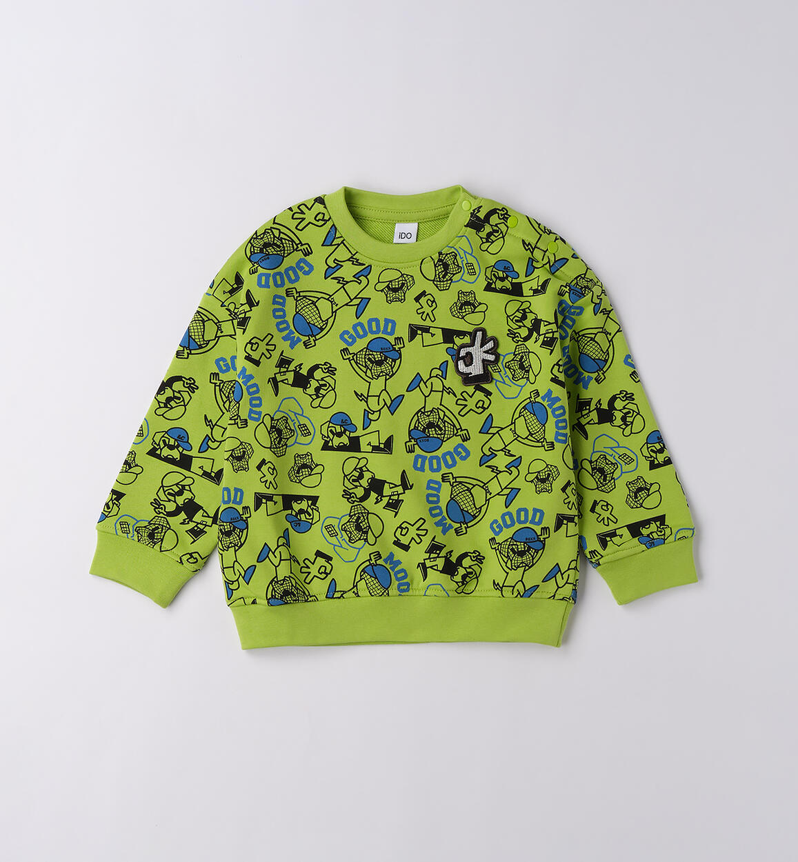 Felpa bambino allover VERDE-NERO-6BRN - 1204F24300