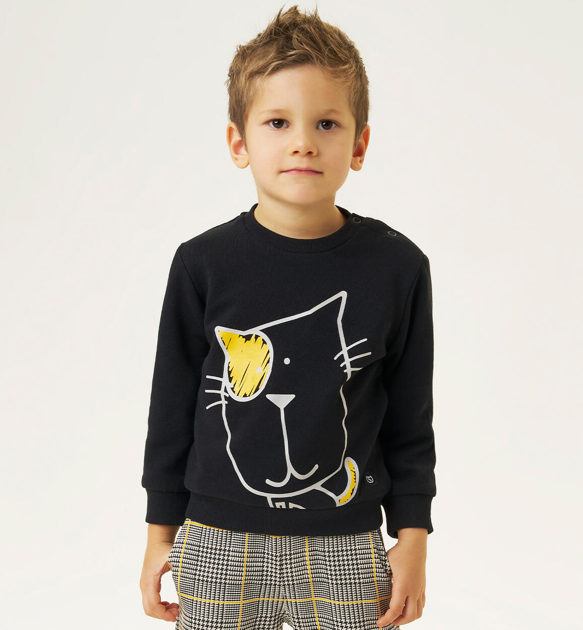 Felpa bambino con gatto NERO Sarabanda