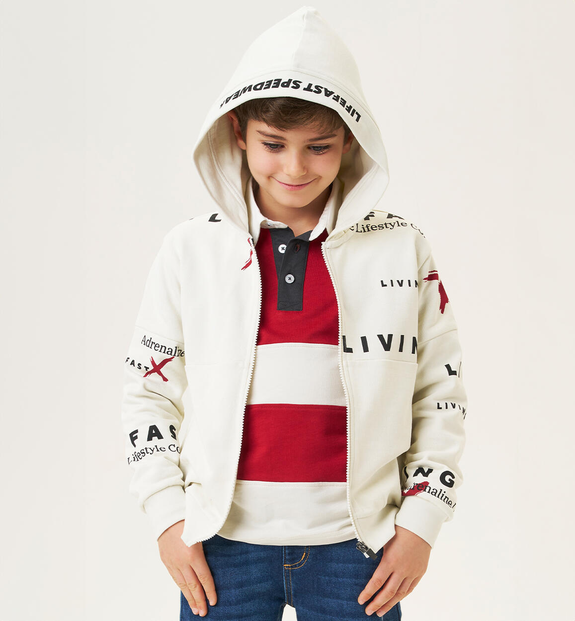 Felpa bambino con scritte BEIGE iDO