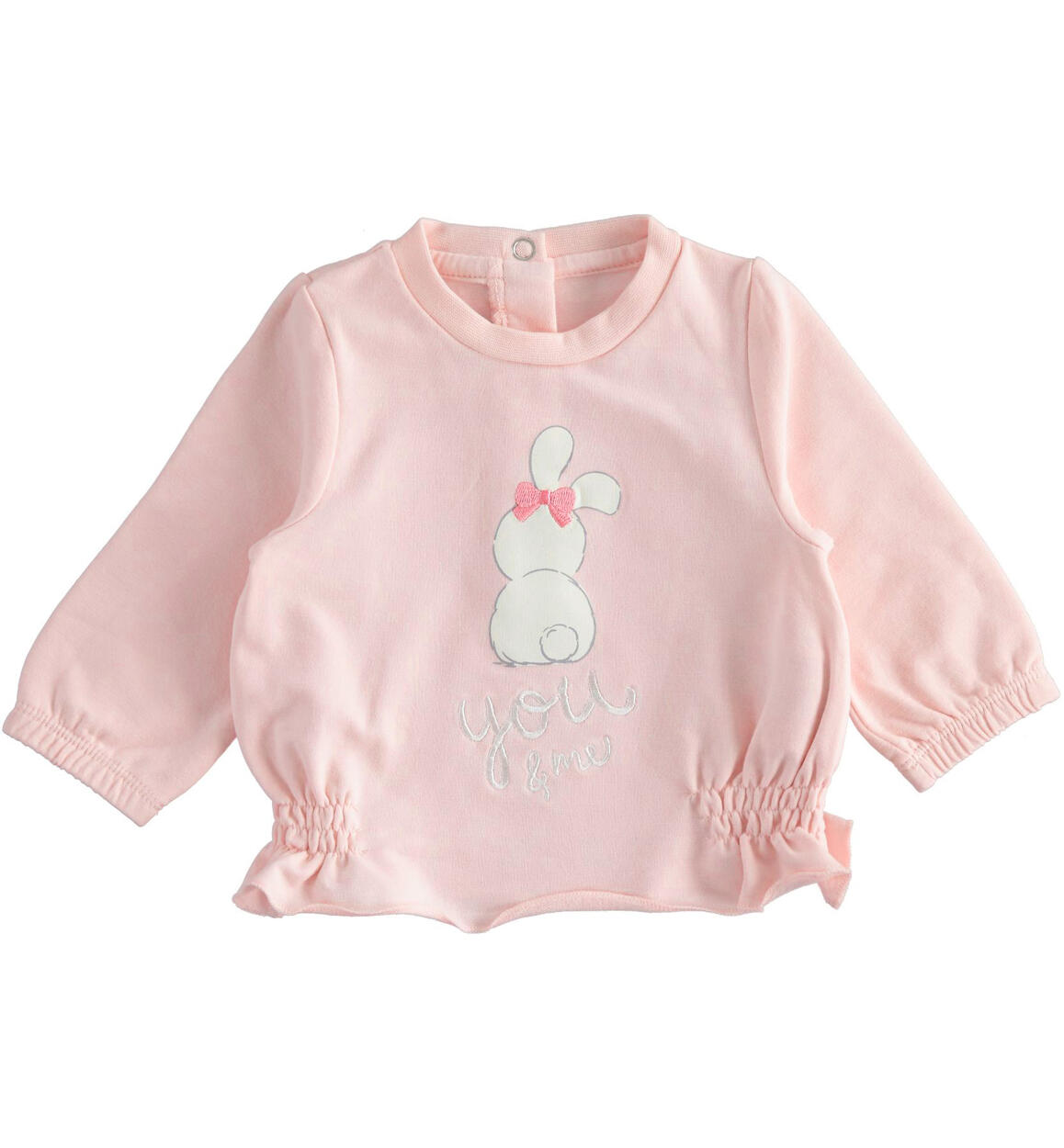 Baby girl sweatshirt with elastic from 1 to 24 months iDO PINK iDO