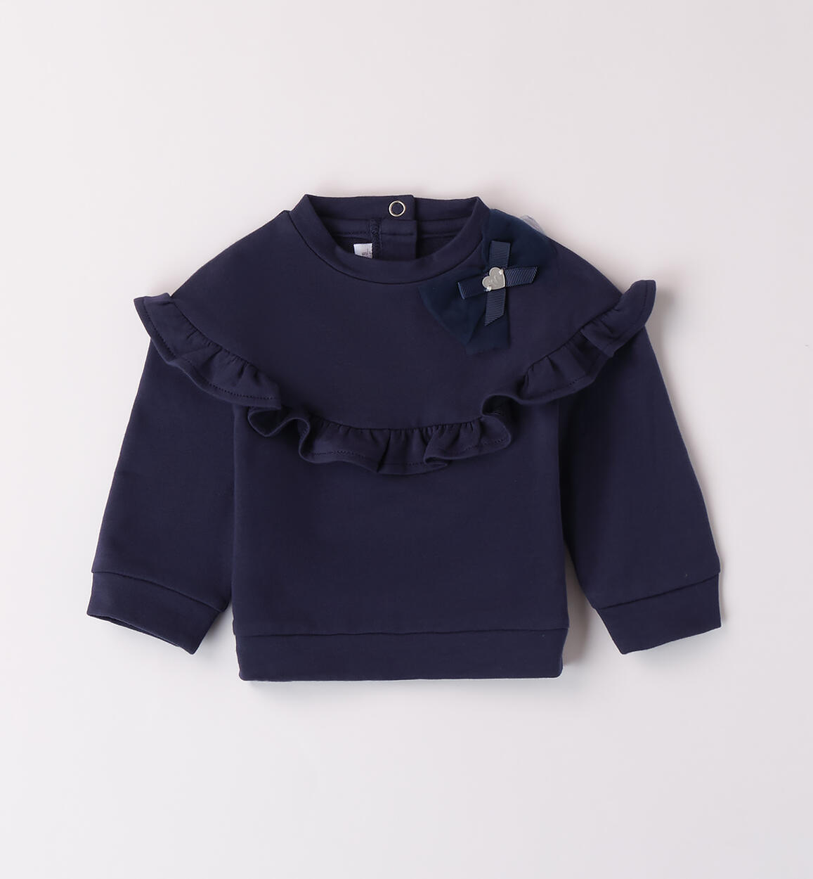Felpa bimba con ruches e fiocco BLU Minibanda