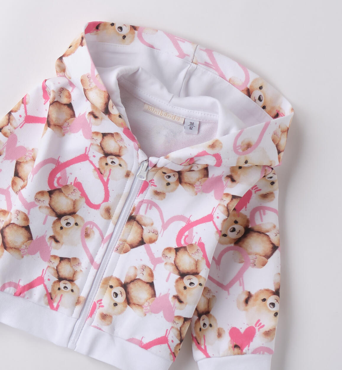 Felpa con cappuccio bimba BIANCO-FUCSIA-6BDB - 0483B70600