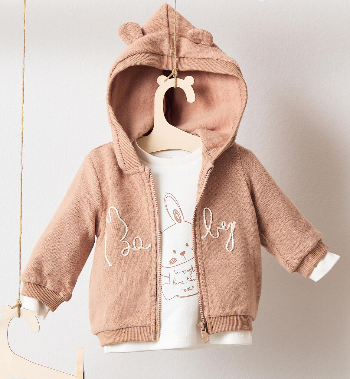 Felpa con cappuccio neonato BEIGE iDO