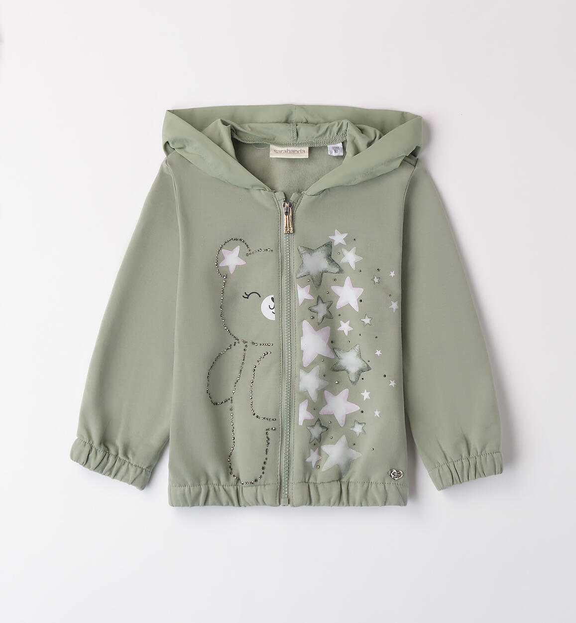 Felpa con zip bambina VERDE Sarabanda