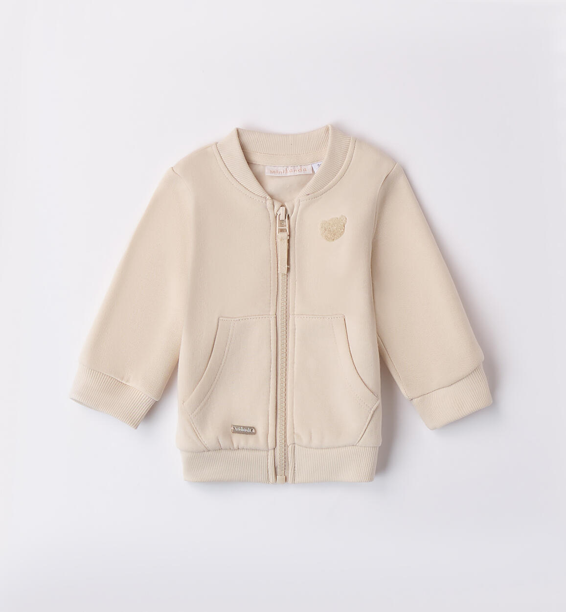 Felpa con zip neonato PANNA Minibanda