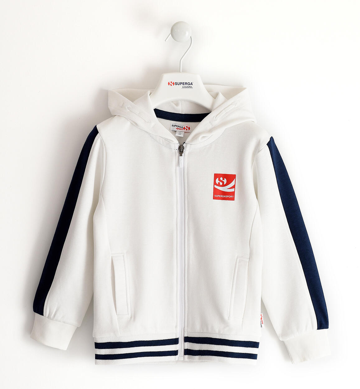 Felpa con zip per ragazzo Superga BIANCO SUPERGA