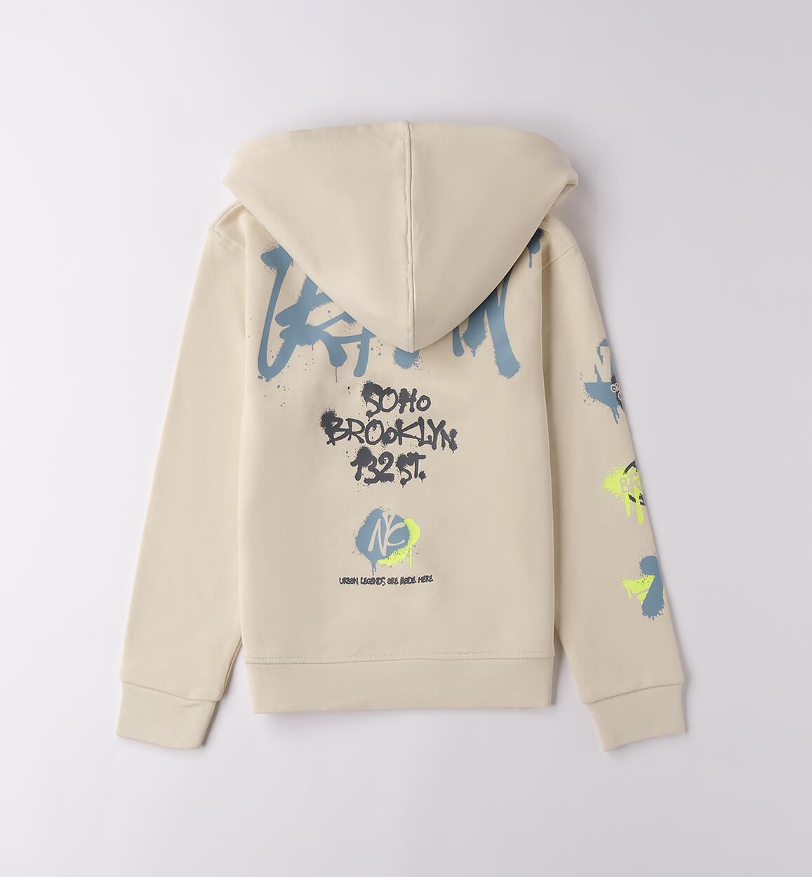 Felpa da ragazzo con cappuccio  ECRU-0124 - 2424F40600