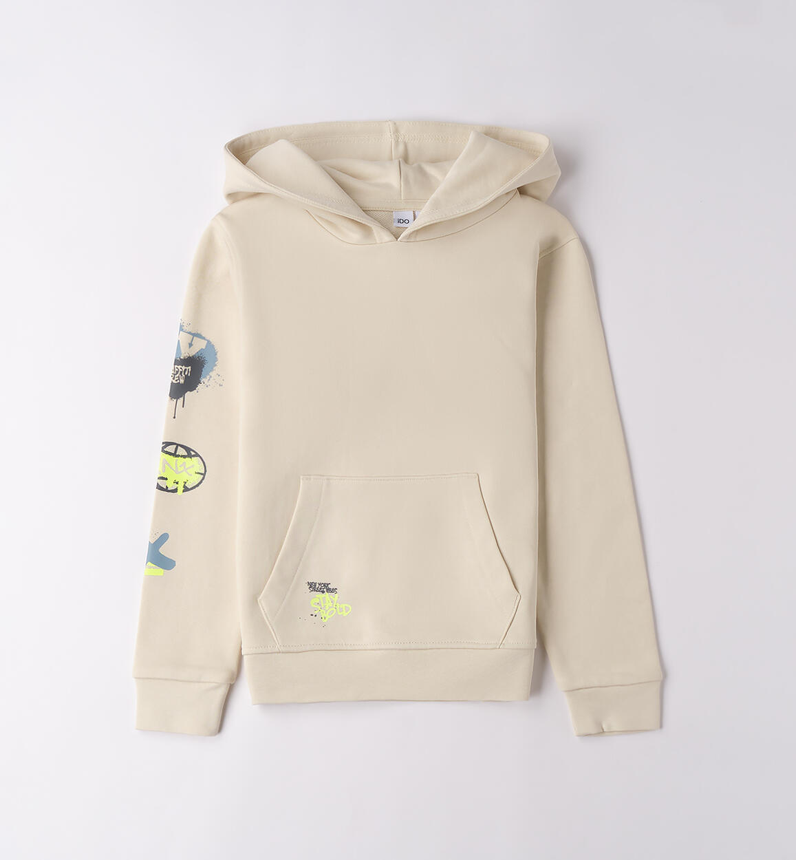 Felpa da ragazzo con cappuccio  ECRU-0124 - 2424F40600