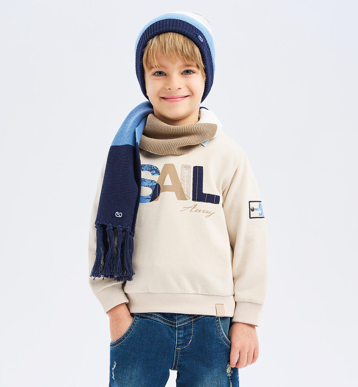 Felpa girocollo bambino BEIGE Sarabanda