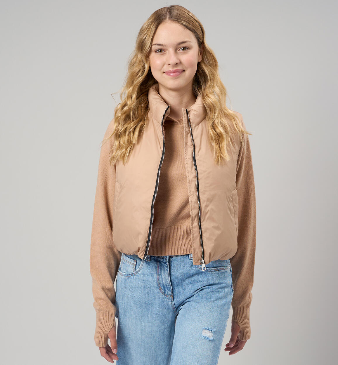 Felpa per ragazza in tricot MARRONE iDO