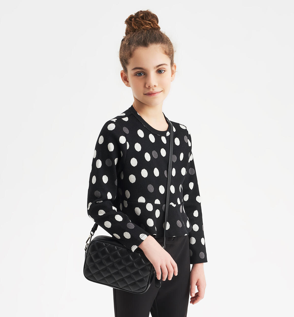 Sarabanda girl's polka-dot sweatshirt from 8 to 16 years BLACK Sarabanda