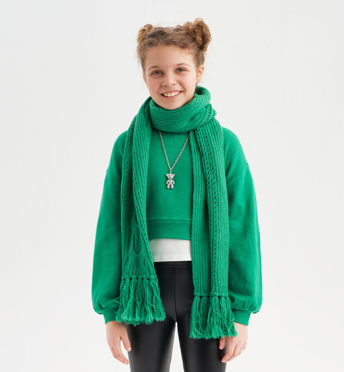 Sarabanda sweatshirt with a necklace for girls from 8 to 16 years GREEN Sarabanda