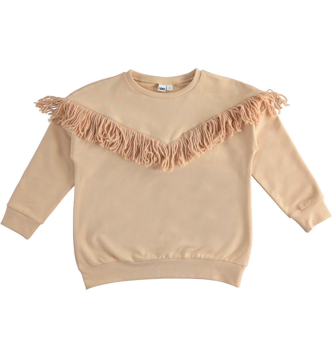 Girl sweatshirt with fringes from 8 to 16 years old iDO BEIGE iDO