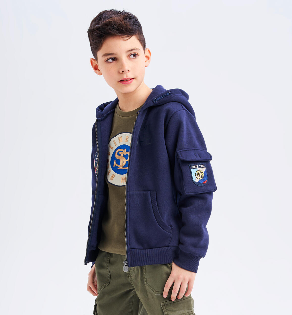 Felpa ragazzo con cappuccio BLU Sarabanda