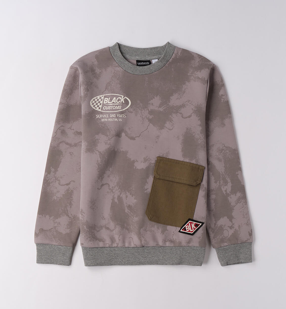 Felpa ragazzo con tasca GRIGIO-GRIGIO-6BUF - 2420F66100