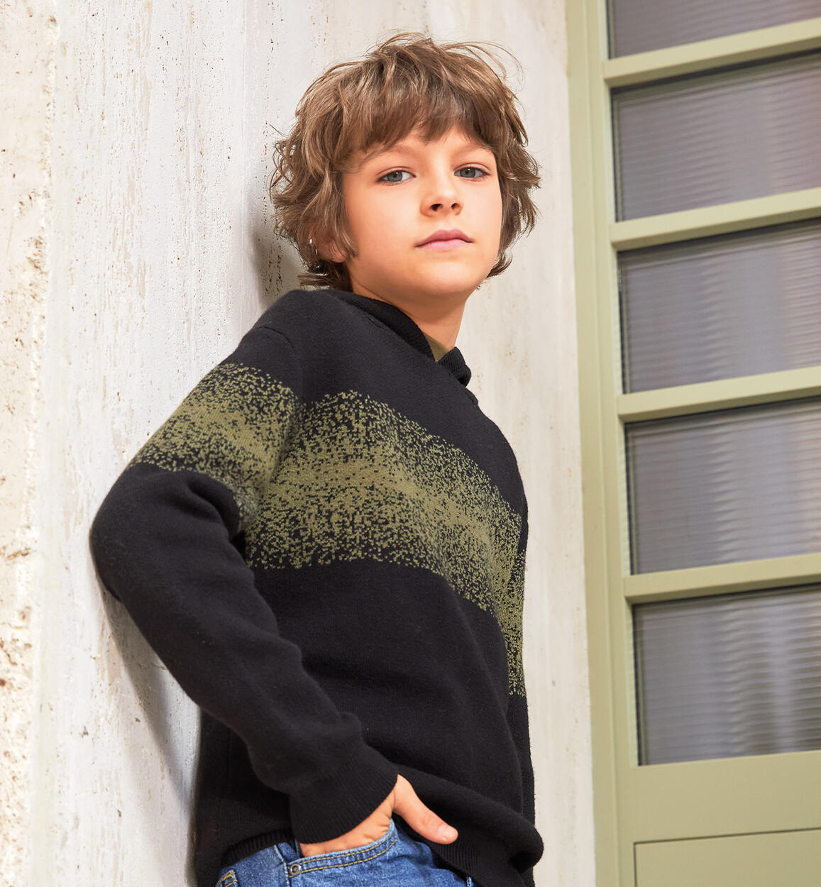 Felpa ragazzo in tricot NERO iDO