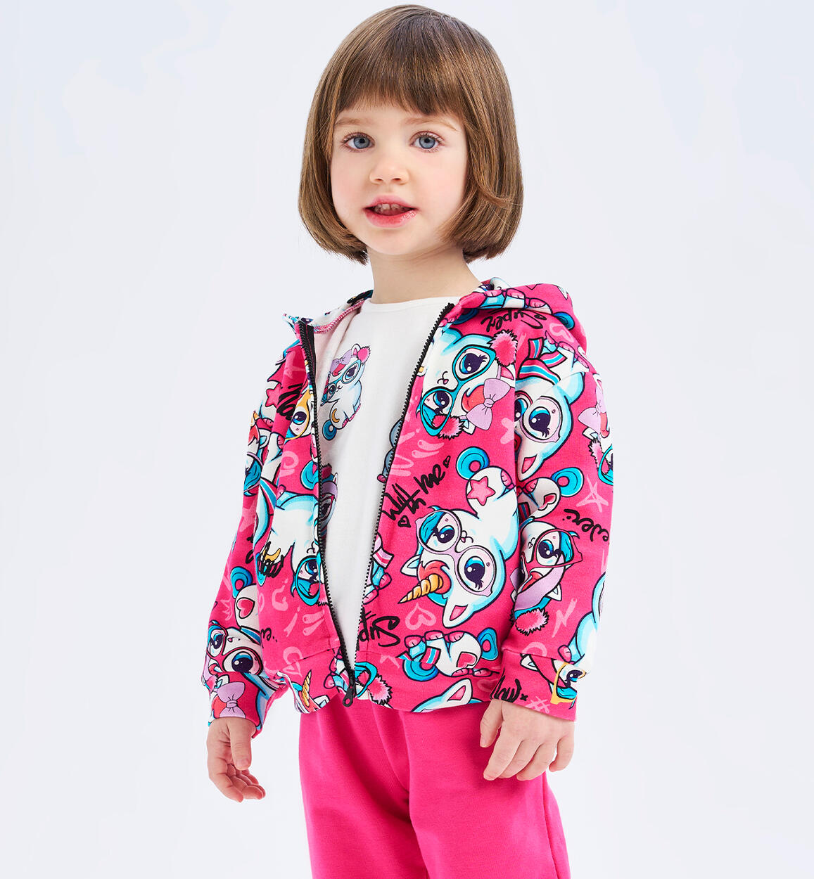 Felpa unicorno bambina FUCSIA iDO