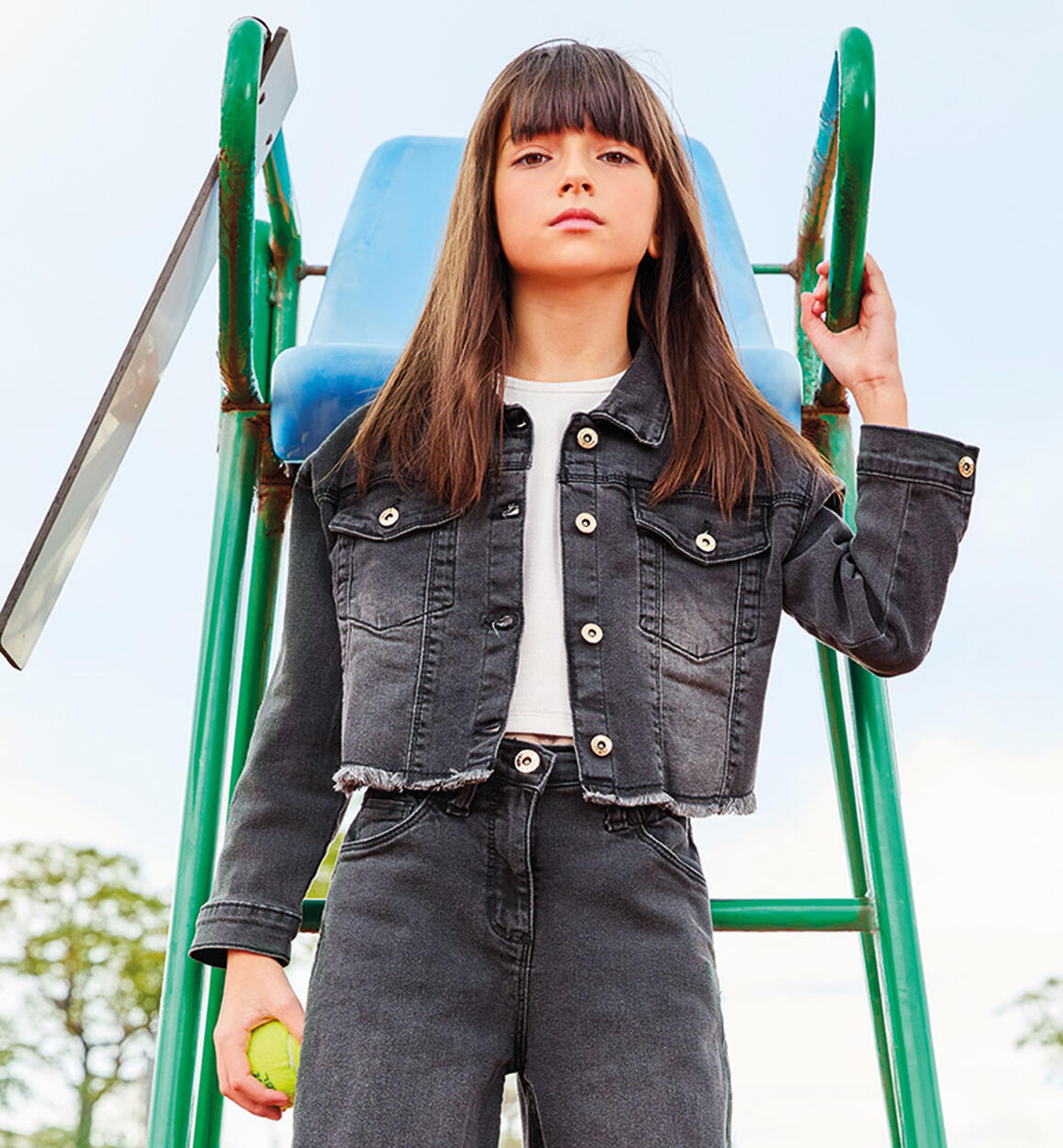 Giacca jeans ragazza GRIGIO iDO