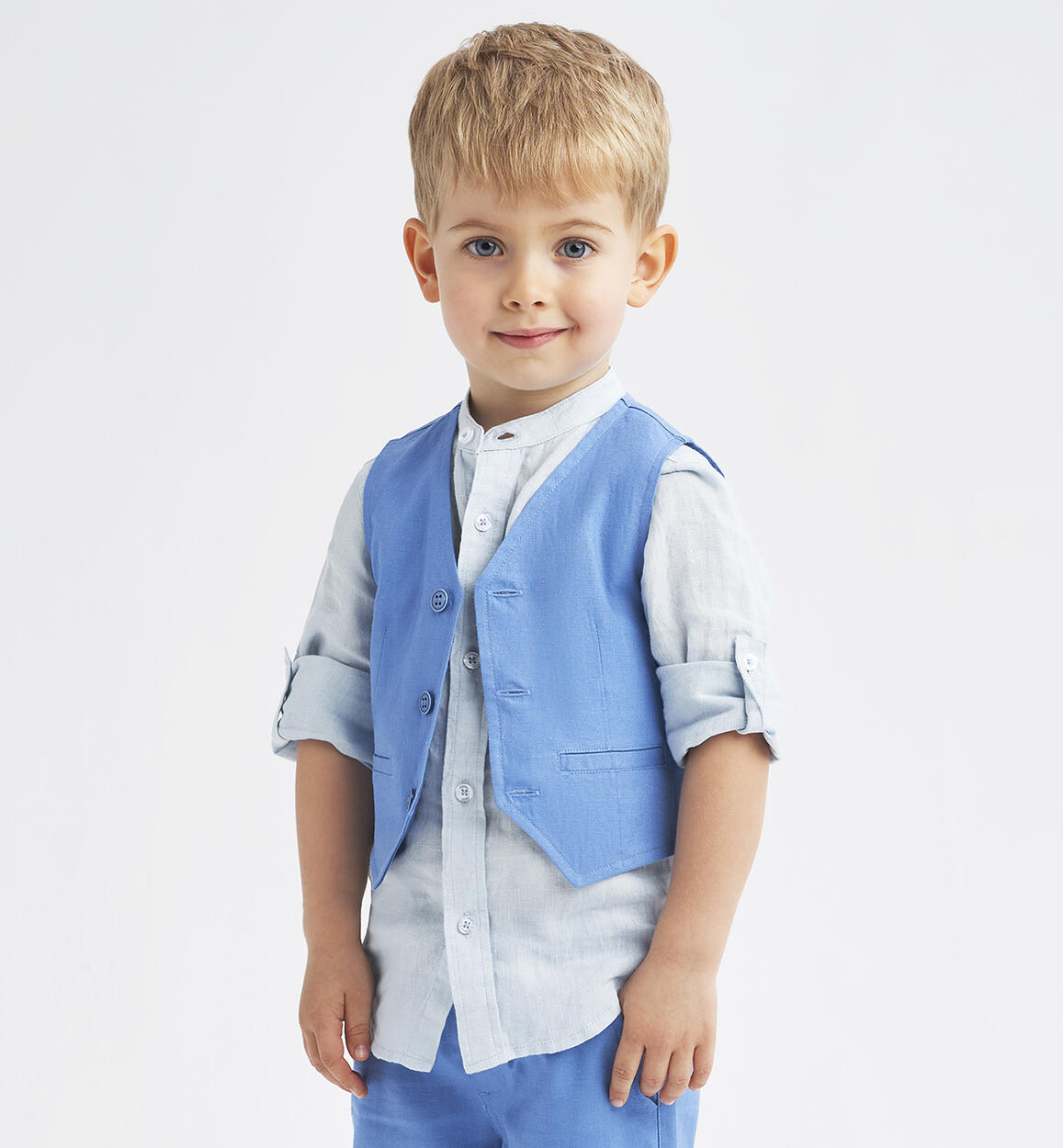 Gilet elegante in lino per bambino BLU iDO