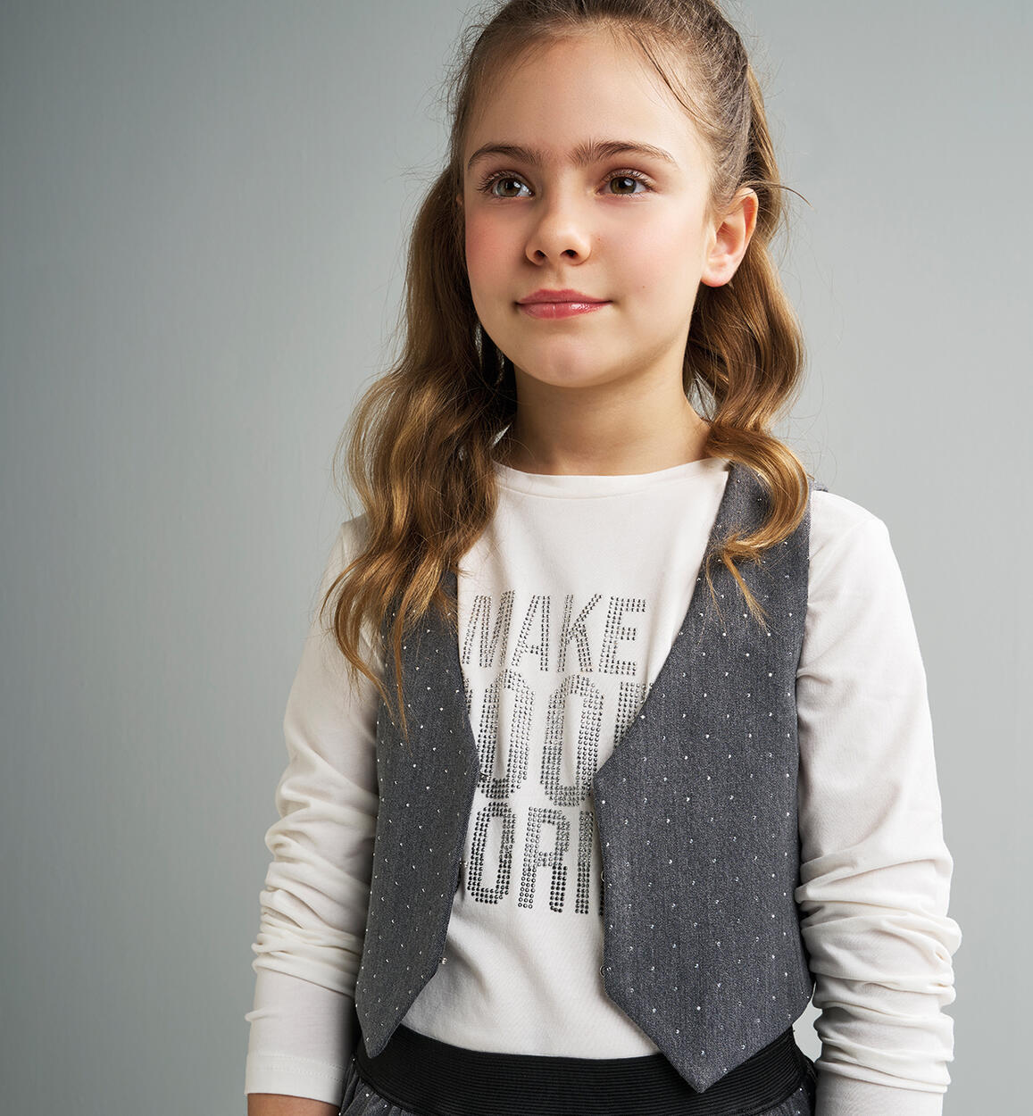 Gilet per ragazza GRIGIO Sarabanda