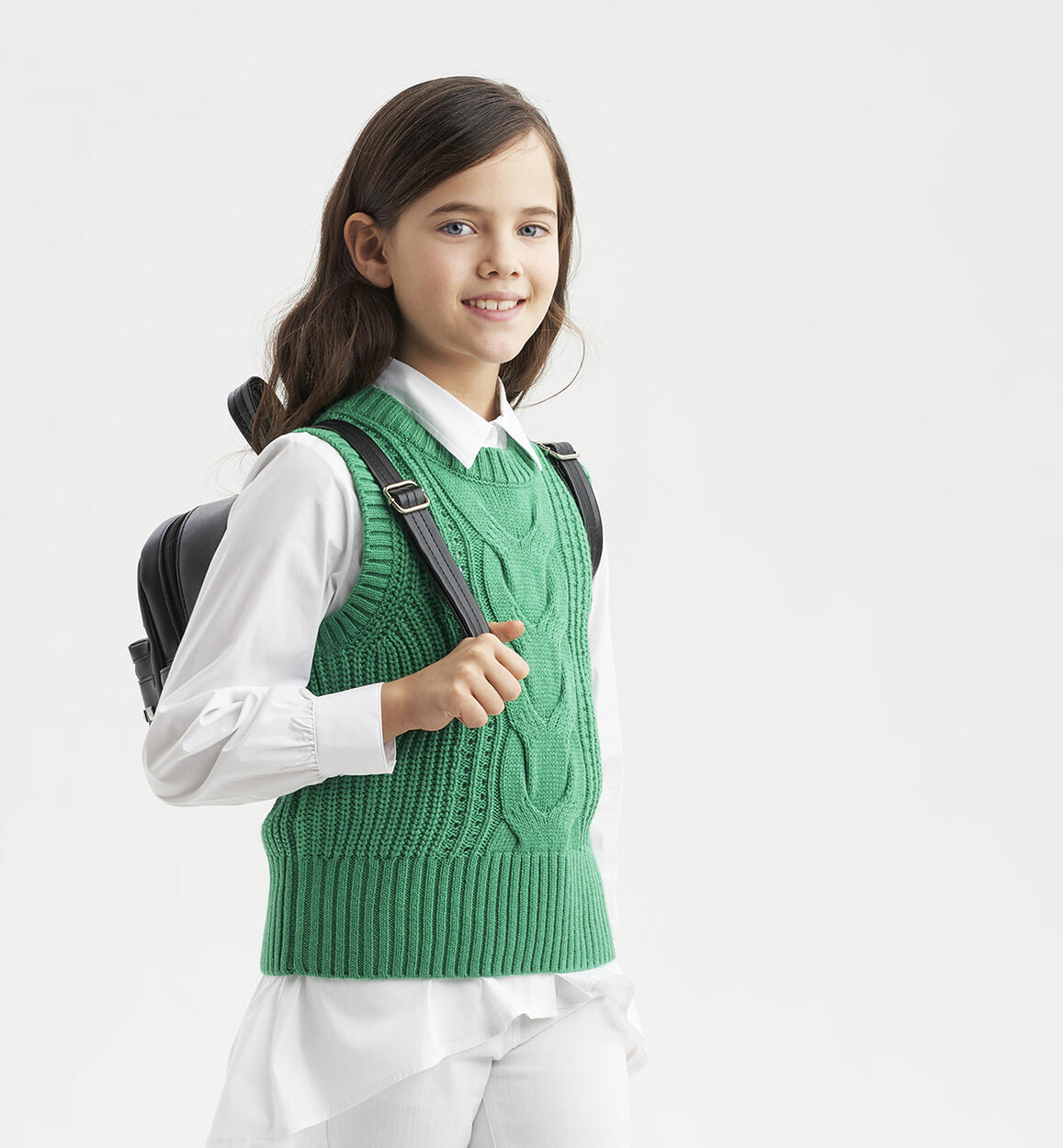 Gilet per ragazza in tricot VERDE Sarabanda
