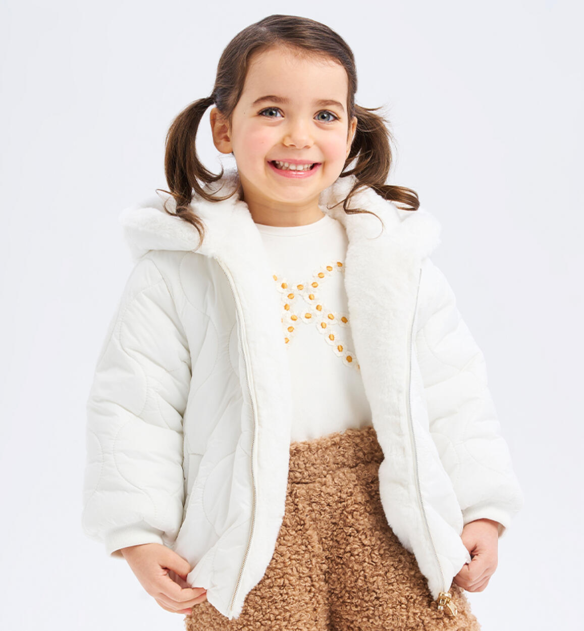 Giubbotto bambina reversibile PANNA Sarabanda