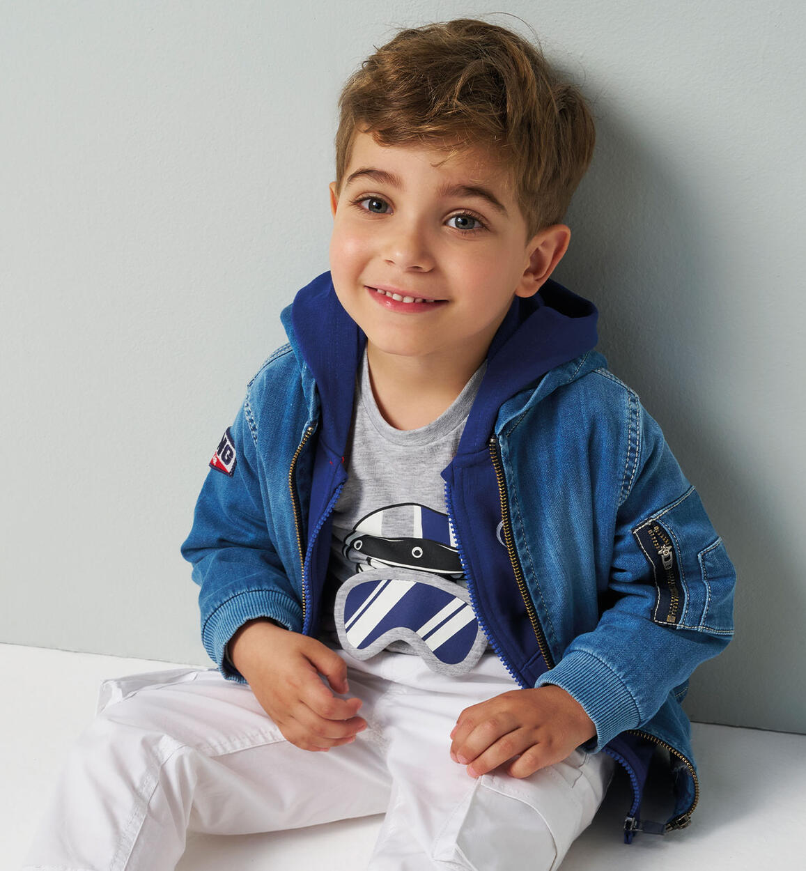 Giubbotto jeans da bambino BLU iDO