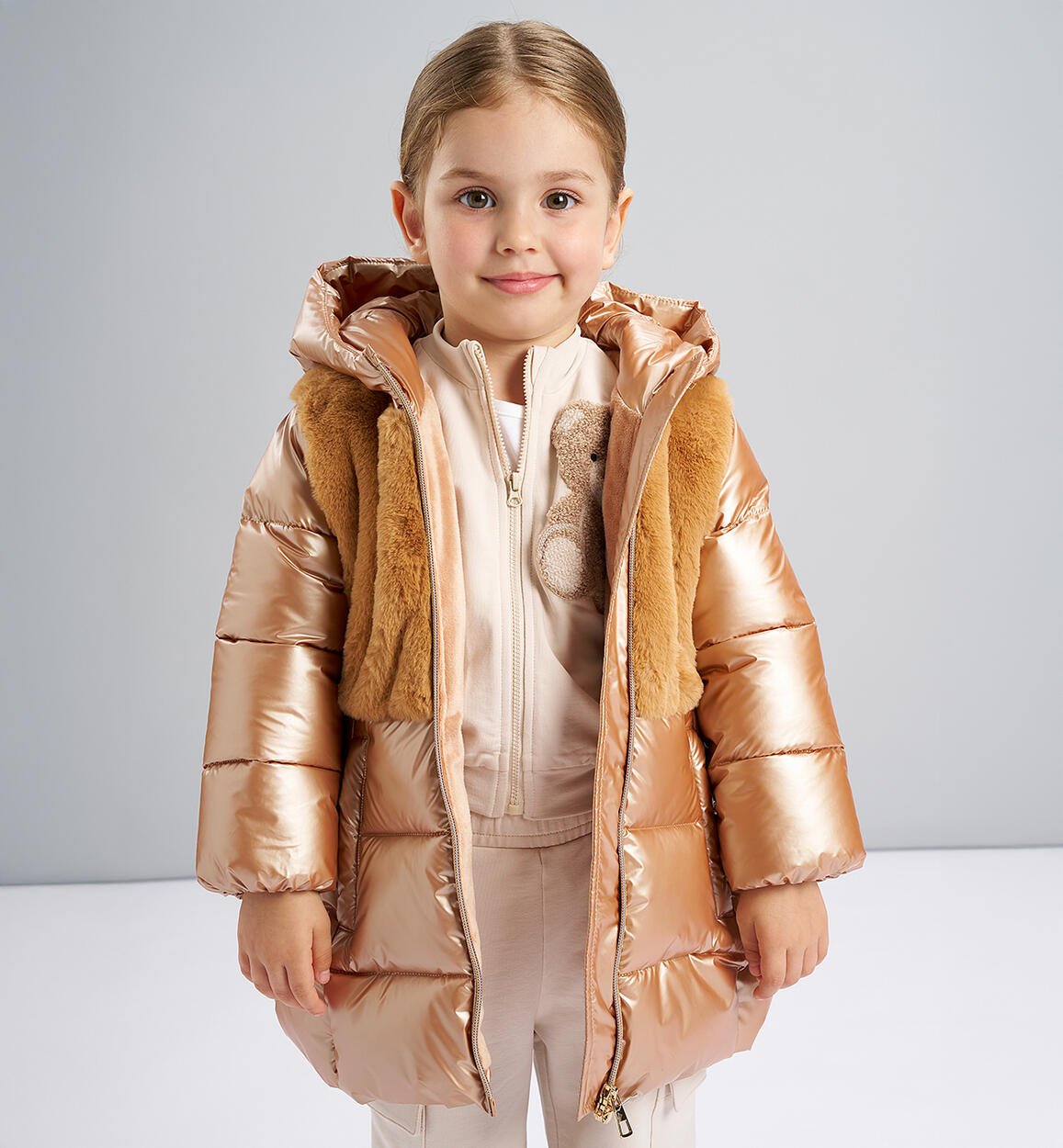 Giubbotto lungo bambina MARRONE iDO