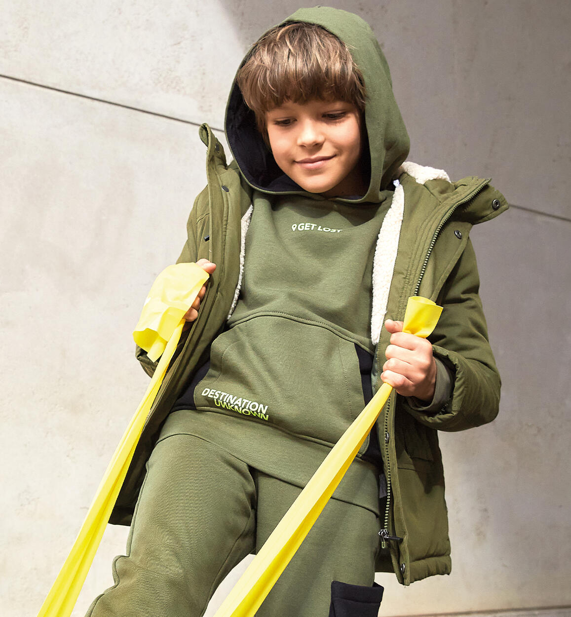 Giubbotto lungo bambino VERDE iDO