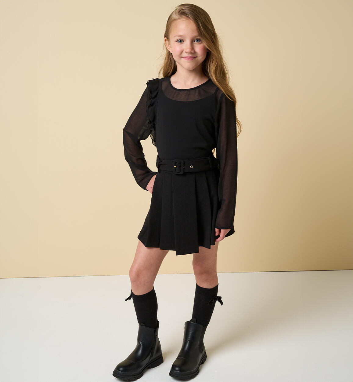 Gonna plissettata bambina NERO iDO