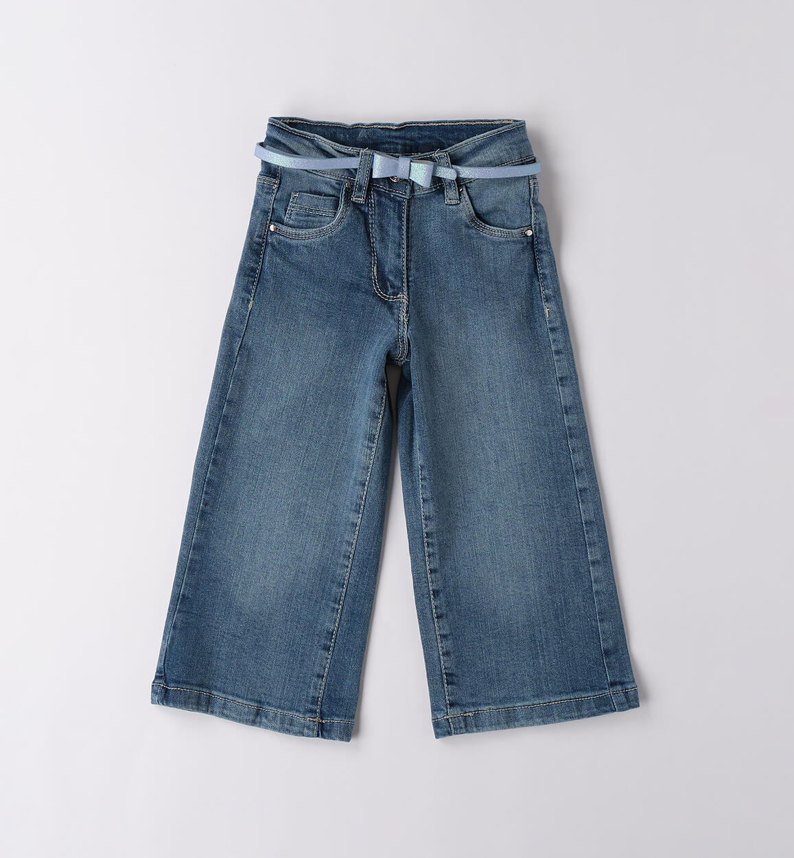 Jeans con cintura per bambina STONE WASHED CHIARO-7400 - 1584B374K1