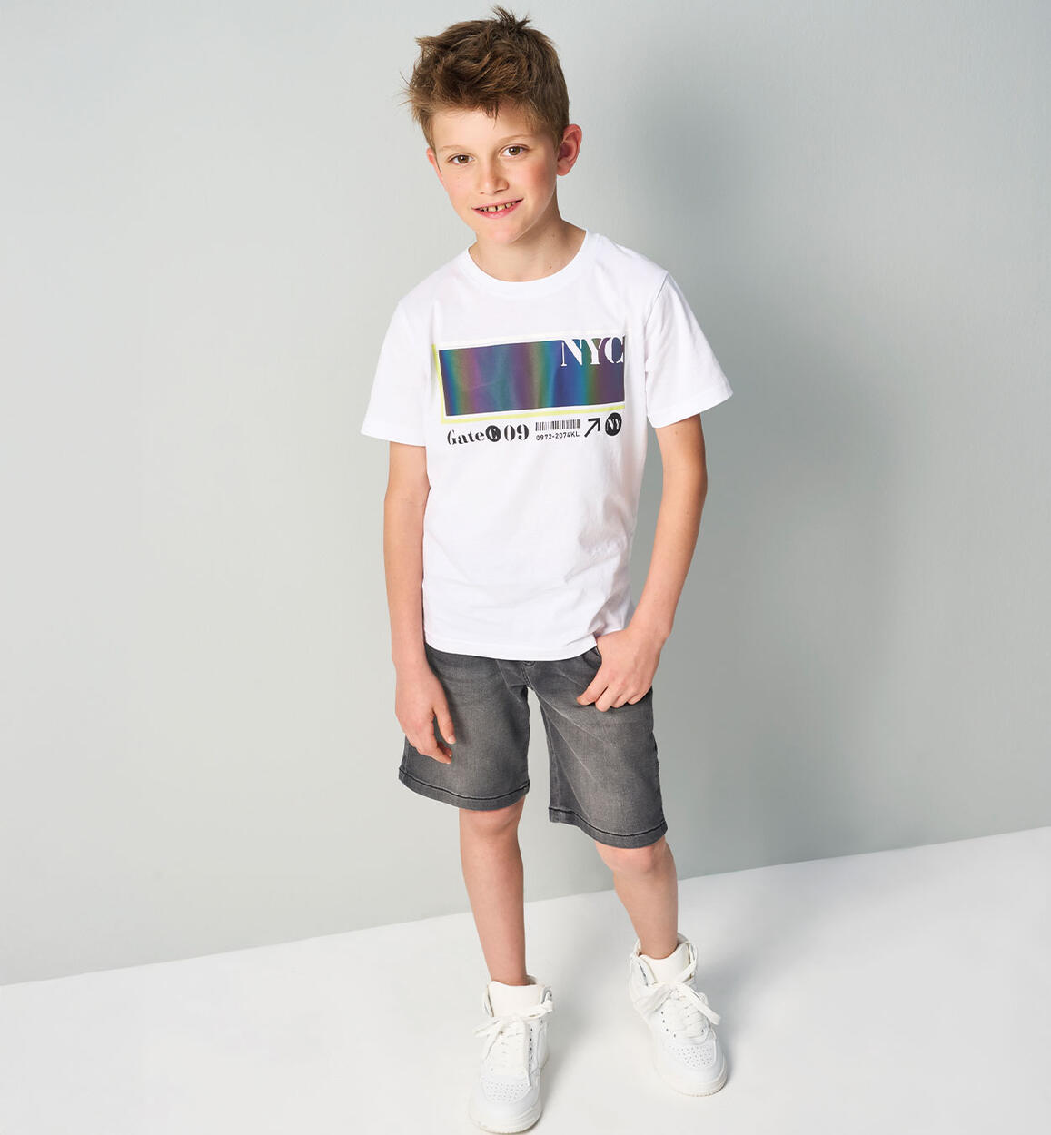 Jeans corto per ragazzo GRIGIO iDO