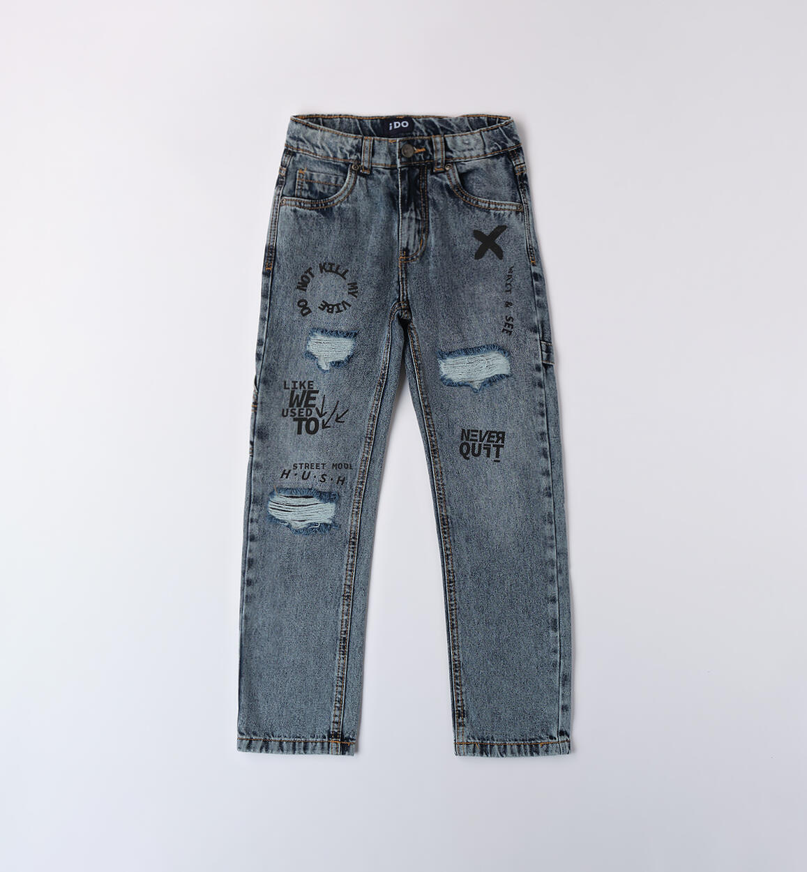 Jeans per ragazzo con scritte PANNA iDO