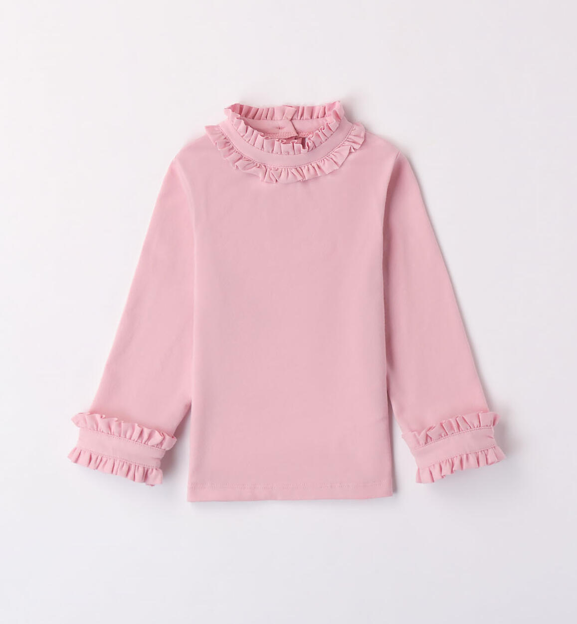 Sarabanda ruffled mock polo neck for girls from 9 months to 8 years PINK Sarabanda