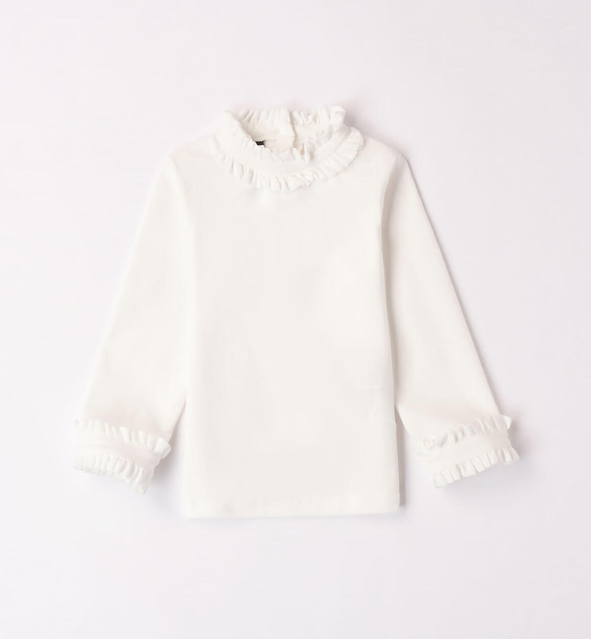 Sarabanda ruffled mock polo neck for girls from 9 months to 8 years CREAM Sarabanda