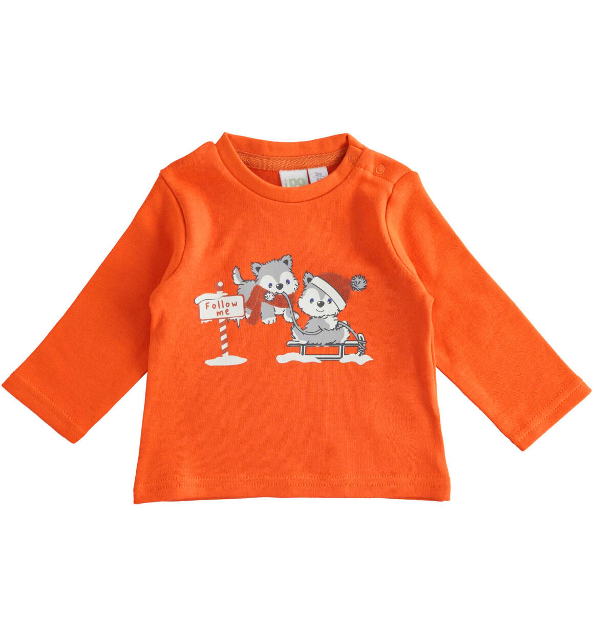 Baby crewneck sweater from 1 to 24 months iDO ORANGE iDO