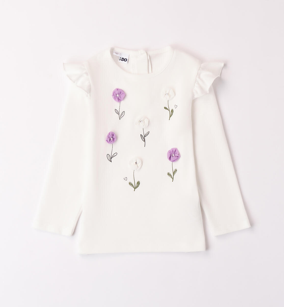 Maglietta a fiori bambina PANNA iDO