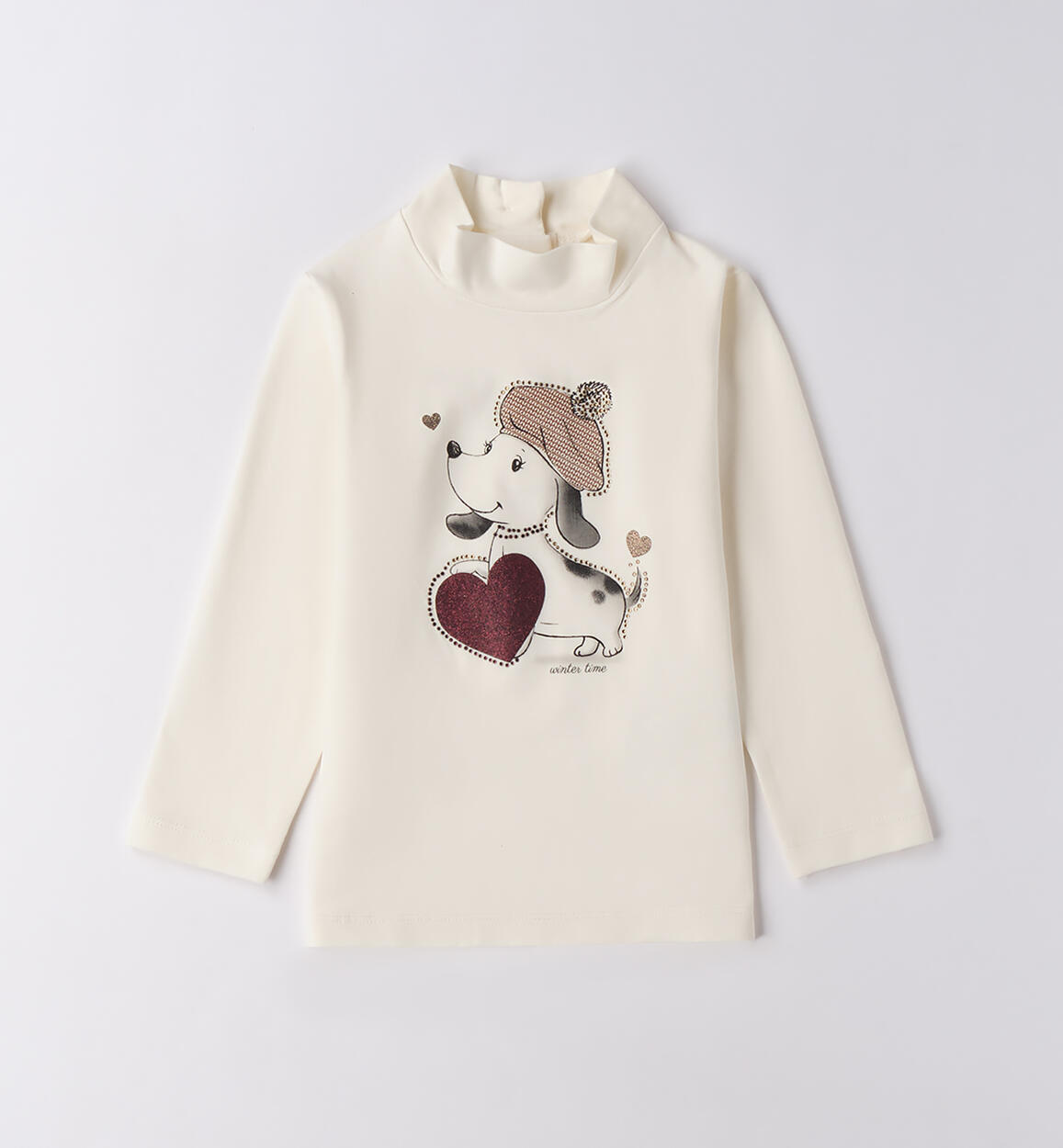 Maglietta bambina collo alto PANNA iDO