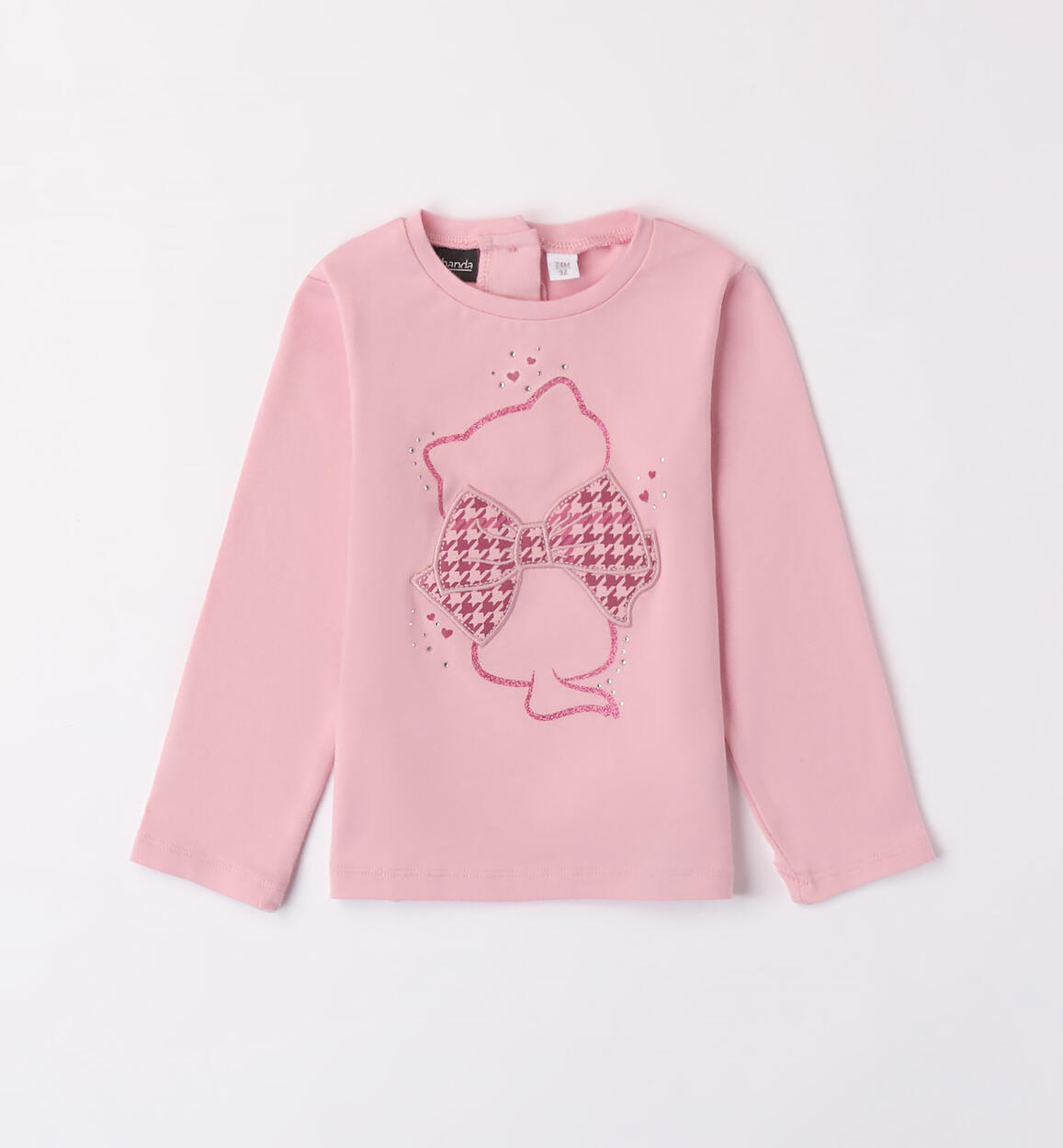 Sarabanda kitten t-shirt with a bow for girls from 9 months to 8 years PINK Sarabanda