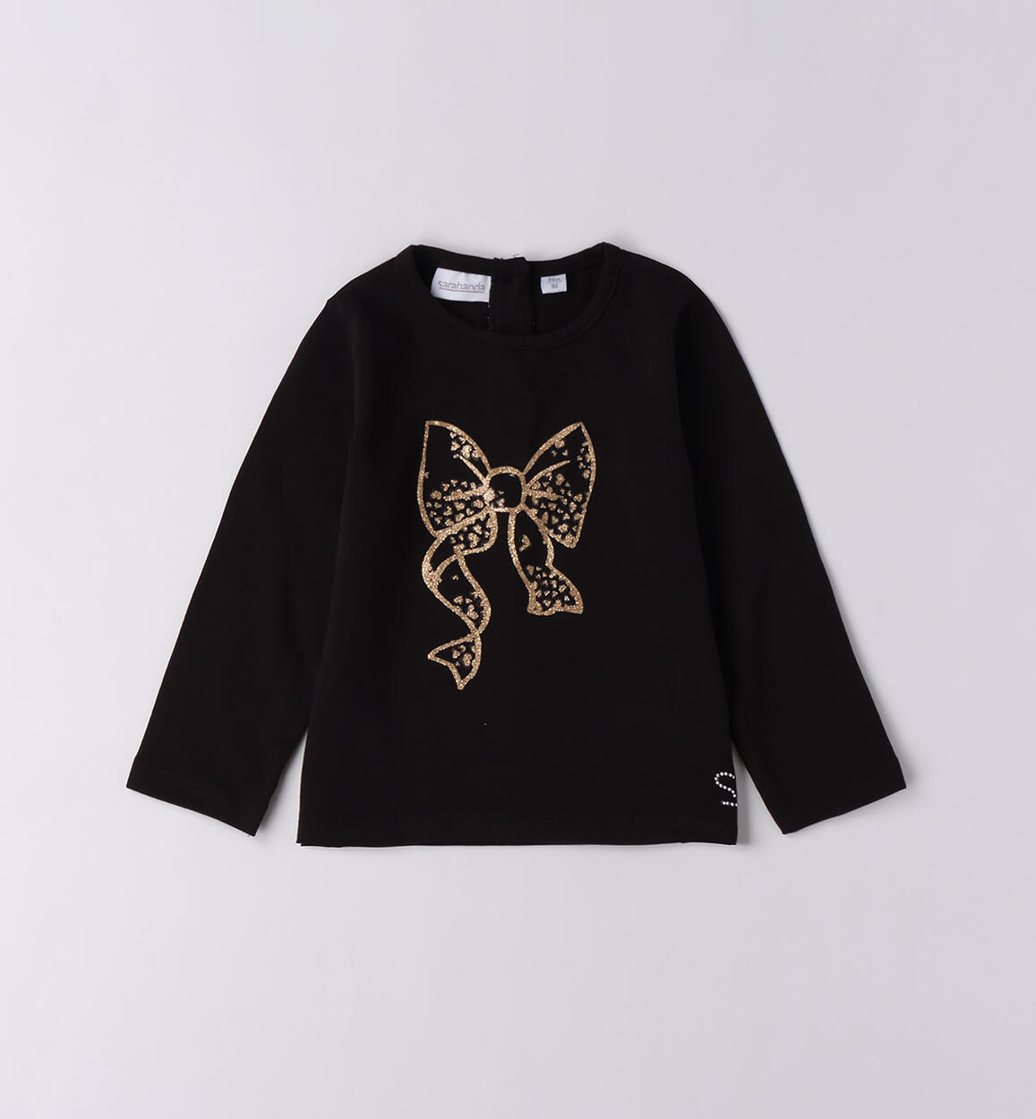 Maglietta bambina con fiocco NERO Sarabanda