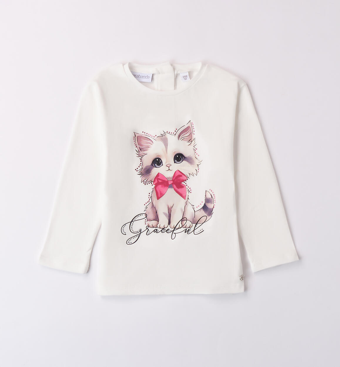 Maglietta bambina con gatto PANNA Sarabanda