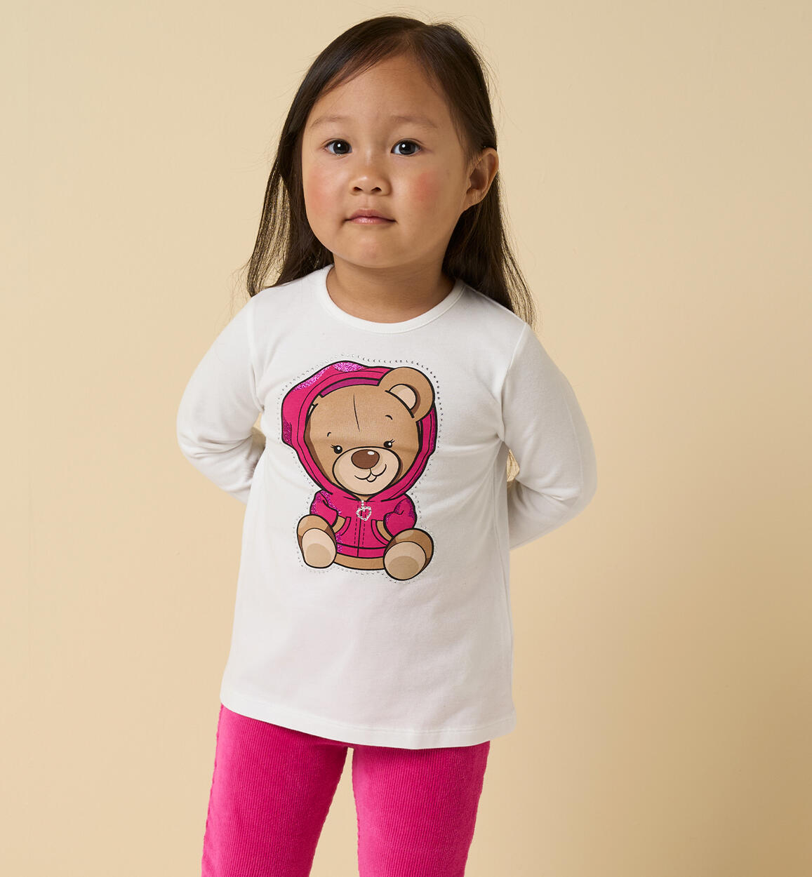 Maglietta bambina con orso PANNA iDO