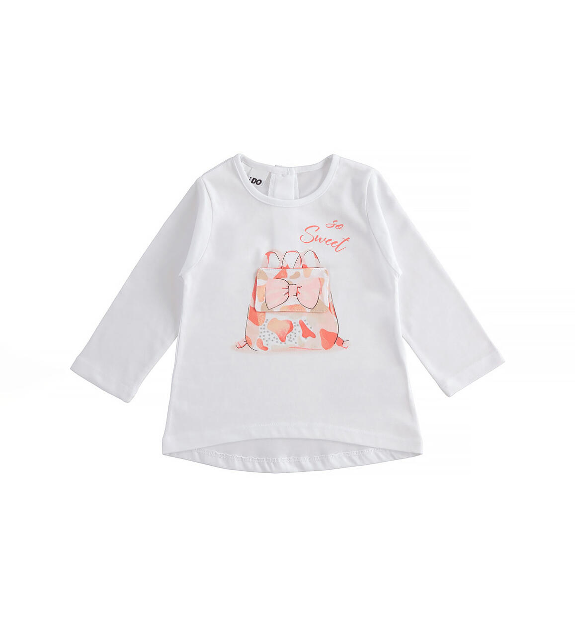 iDO backpack print T-shirt for girls from 9 months to 8 years WHITE iDO