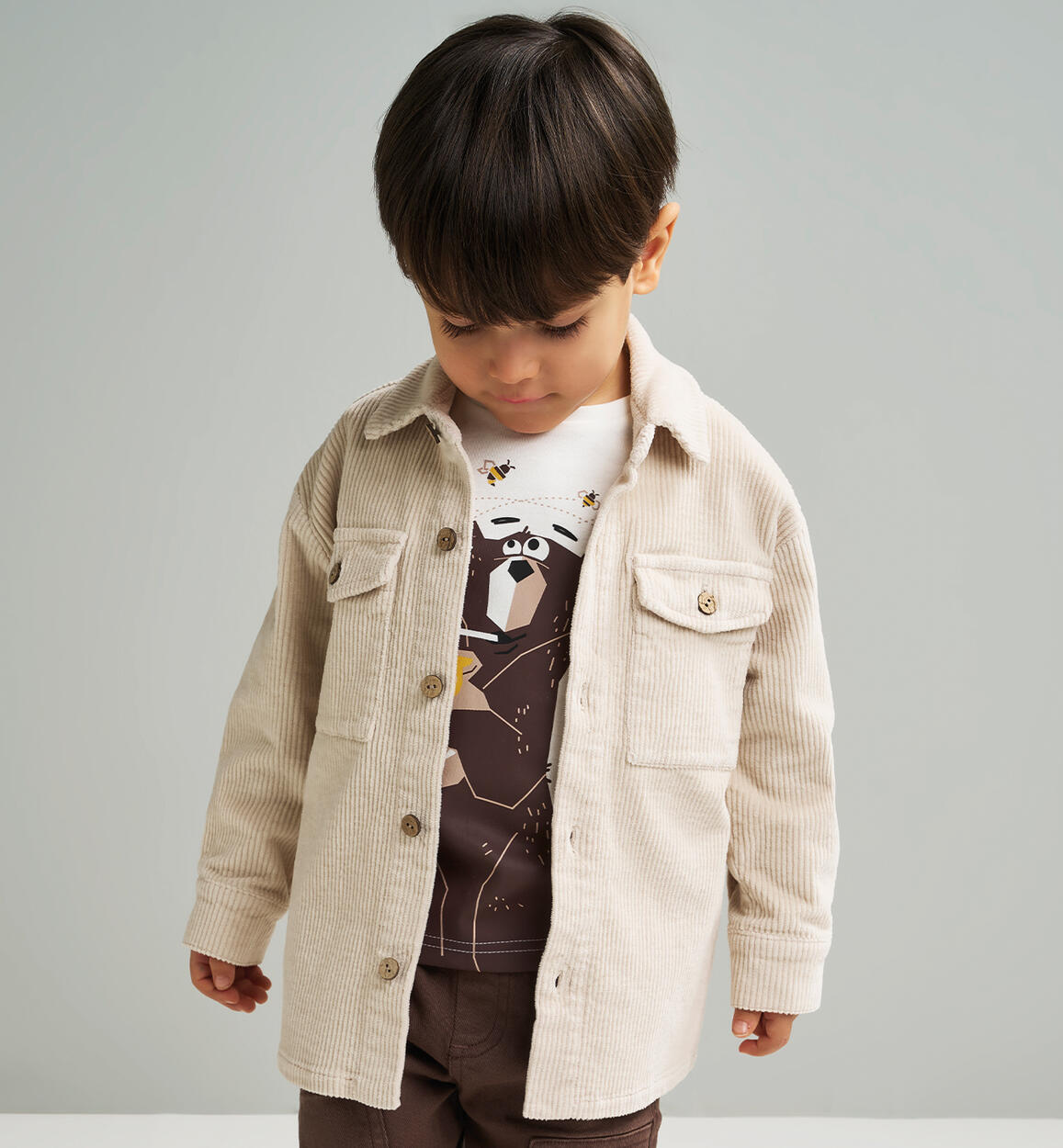 Maglietta bambino con orso PANNA Sarabanda