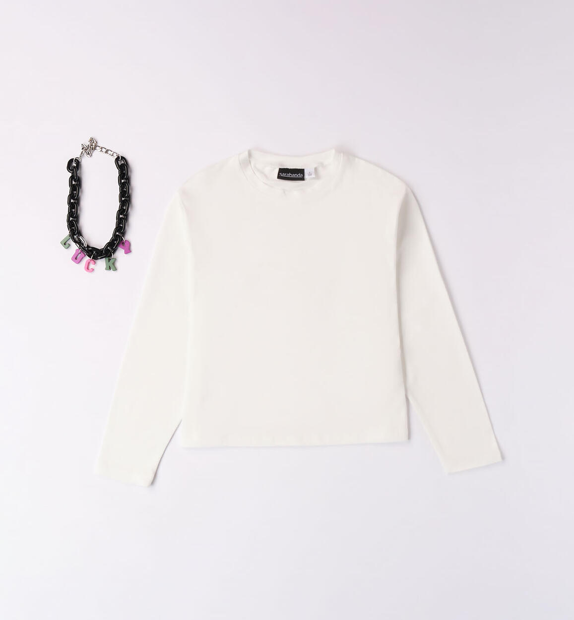 Sarabanda T-shirt with necklace for girls from 8 to 16 years CREAM Sarabanda