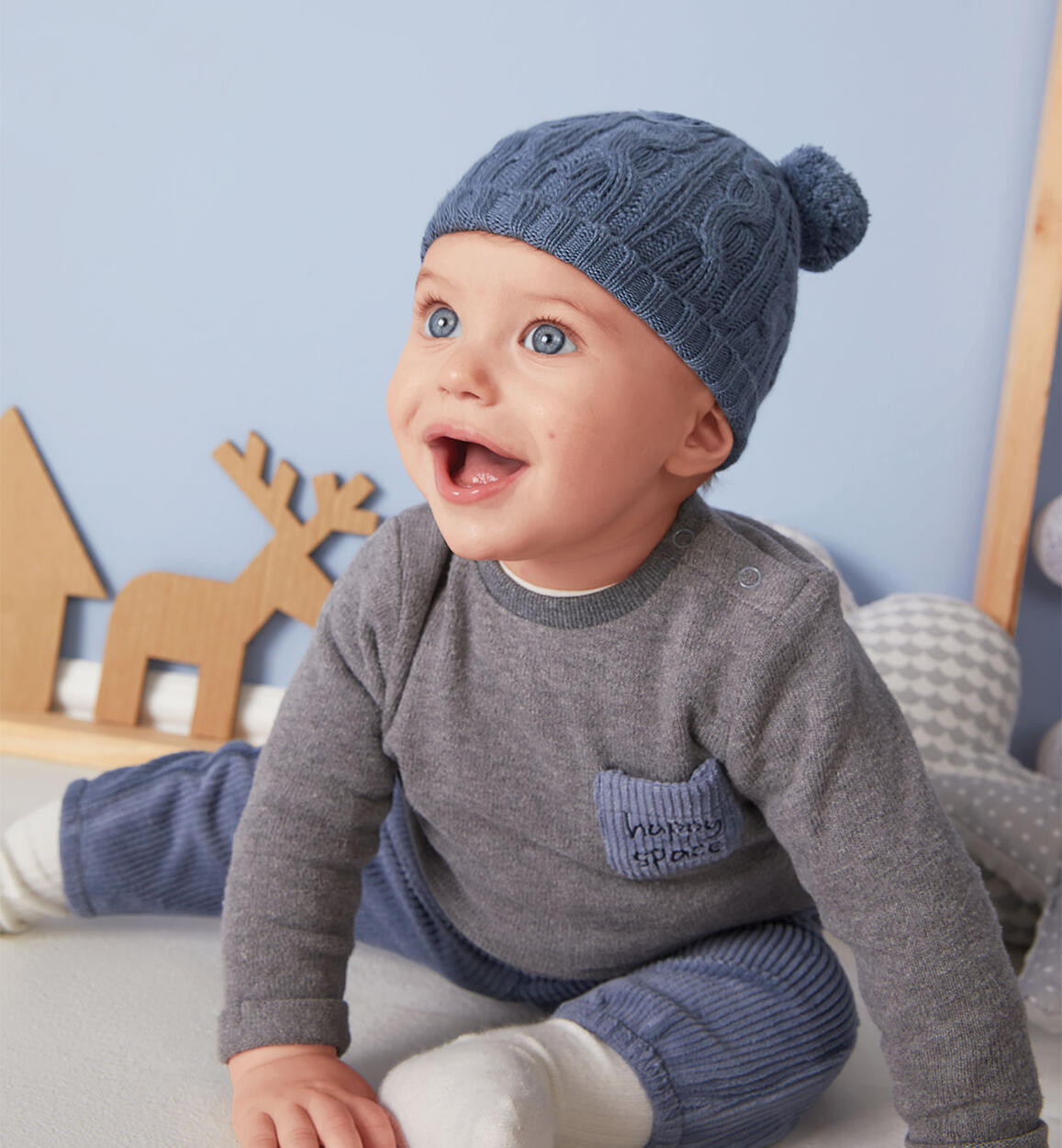iDO T-shirt with pocket for boys from 1 months to 24 months GREY iDO