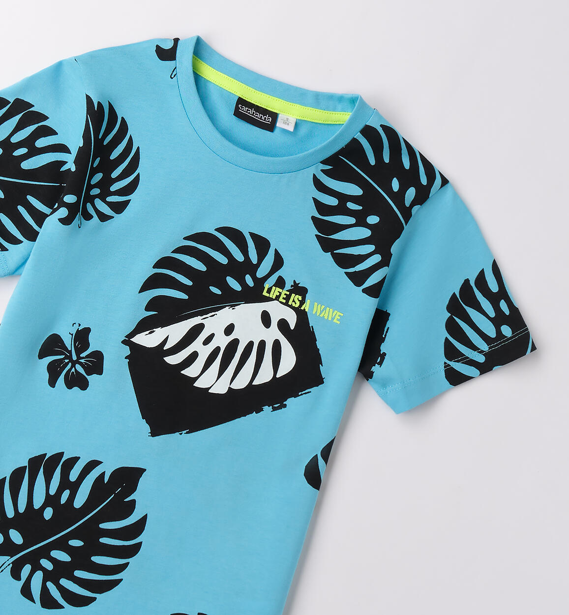 Maglietta da ragazzo Sarabanda TURCHESE-NERO-6BDF - 2430B60400