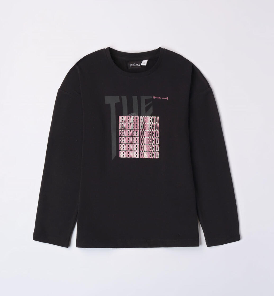 Sarabanda printed crew neck t-shirt for girls from 8 to 16 years BLACK Sarabanda