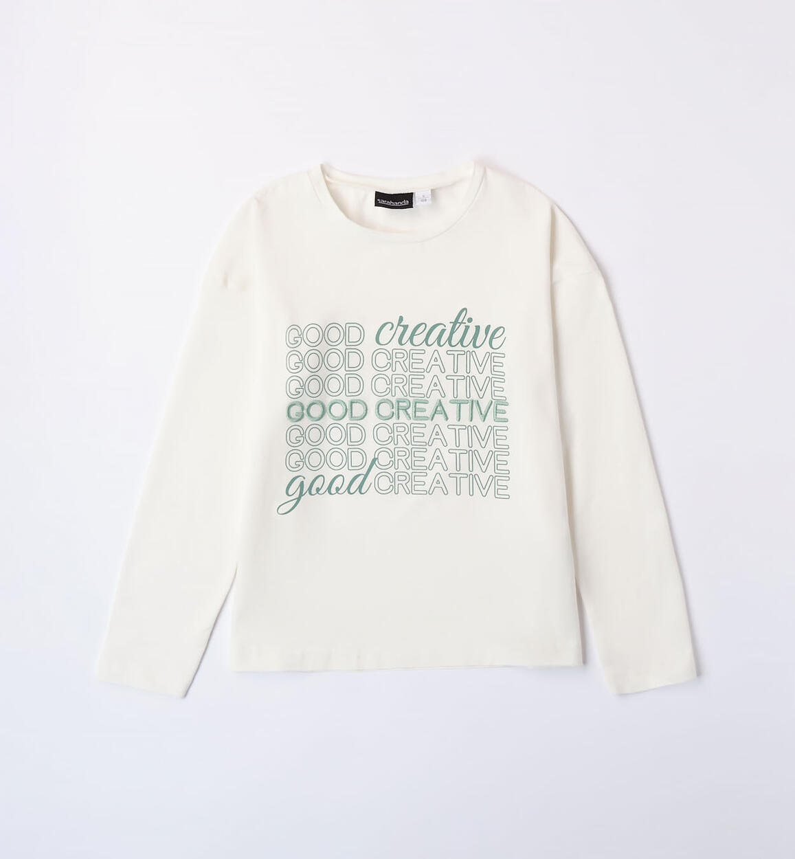 Sarabanda crew neck T-shirt for girls from 8 to 16 years CREAM Sarabanda